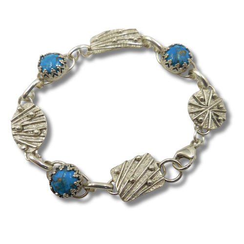 Click to view detail for DKC-2139 Bracelet Sterling Silver & Mohave TQ $300